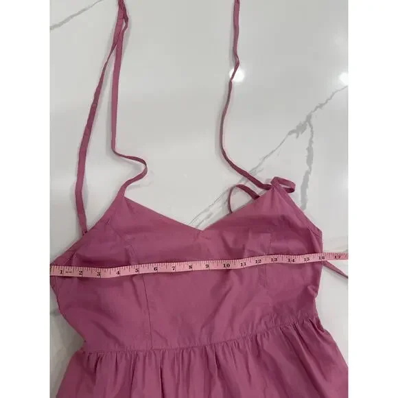 Madewell Sidonie Pink Poplin Midi Dress Tie Back Size Small - Picture 15 of 15